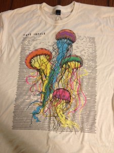 My newest, and right now most favortiest, t-shirt. This is a Tame Impala shirt that I got at their concert in Dalls.