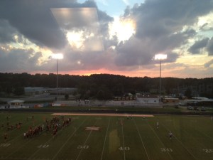 This was my view from the pressbox on Friday night. If it had been my "last" sunset," it would have been hard to have asked for a better one.