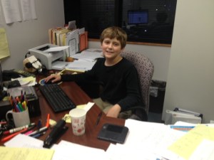 My son has learned to survive off the land in the desolation and rummage that is my office by the end of a semester.